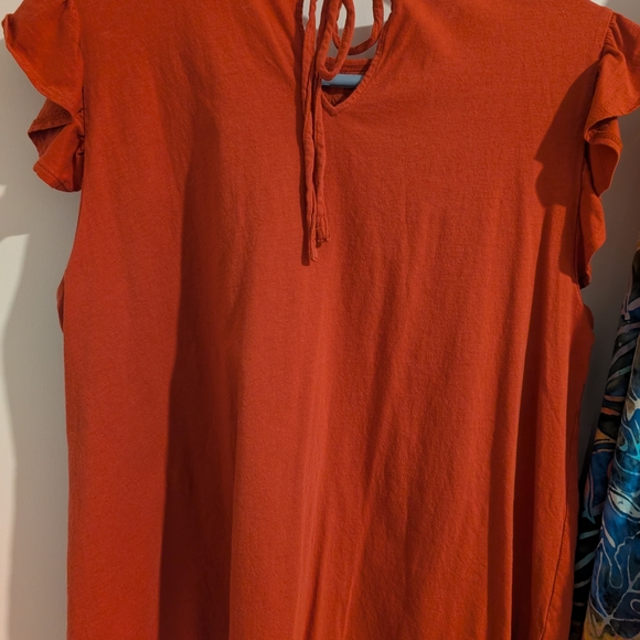 Loft Rust Orange Ruffle Sleeve Top - Picture 3 of 3